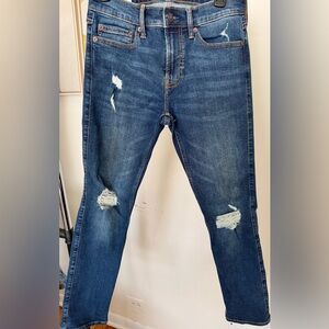 Abercrombie & Fitch Men's Ripped Dark Blue Jeans